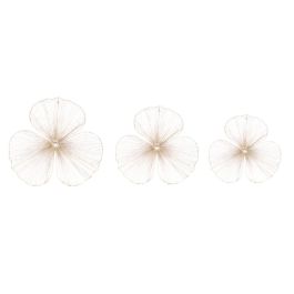 DKD Home Decor Decoración de Pared Estilo Shabby Chic Marrón, Set de 3 Paneles Individuales de 50x50 cm, Fabricados en Yute y Metal con Diseño Floral.