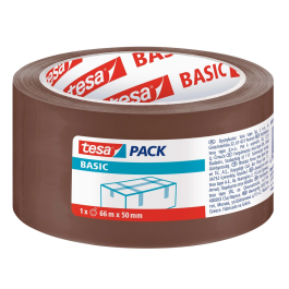 Tesa Cinta Adhesiva Marron Basic 66 mt x 50 mm para Embalaje