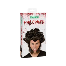 Peluca Halloween Hombre Lobo Morena Patillas