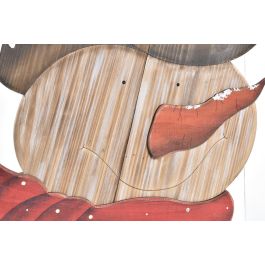DKD Home Decor Decoracion Colgante Navidad Tradicional Madera Natural Rojo 1.5x52x38 cm (6 Unidades)