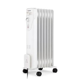 Oceanic OCEABH1500W2 Baño de aceite de radiador eléctrico 1500W - 3 potencias, 7 Elementos, Blanco, Móvil