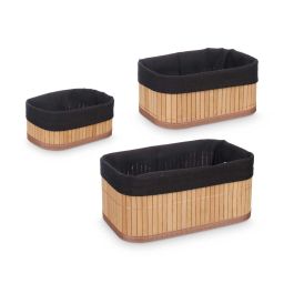 Kipit Set de 3 Organizadores de Bambú Negros 24x11x15 cm (Incluye 3 Tamaños) (12 Unidades)