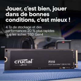 Crucial Disco Duro Interno SSD 4TB M.2 2280 NVMe PCIe 4.0 7100 MB/s Lectura 6000 MB/s Escritura