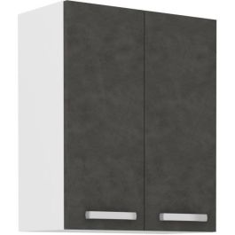 Armario alto con puertas batientes - Gris mate - L 60 cm x P 31,6 x H 72 cm - LASSEN