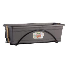 Plastiken Jardinera Balconera con Plato Integrado 60x24cm Antracita + Soporte Metálico Precio: 14.49999991. SKU: S7907617