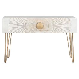 Consola Home ESPRIT Blanco Dorado Metal Madera de mango 120 x 38 x 76 cm