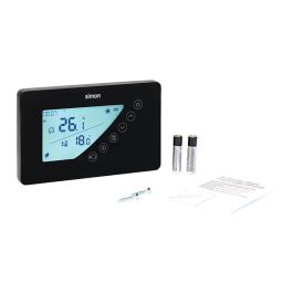 Simon Termostato Digital af521103 Programación Semanal Pantalla LCD Retroiluminada para Calefacción y A/A Negro