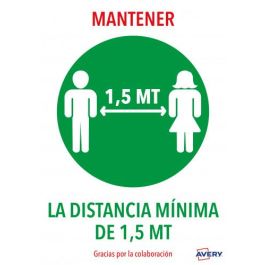 Avery Señal Adhesiva Mantener Distancia Mínima 1.5 Mt DIN A4 Resistente Rayos UV Pack 2 Unidades Precio: 4.49999968. SKU: B15SP8XX9Z