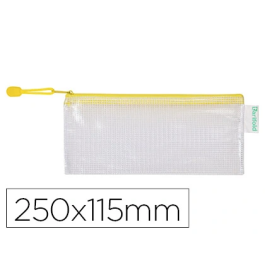 Djois Bolsa Multiusos PVC 250x115 mm Amarillo con Cremallera y Portabolígrafo