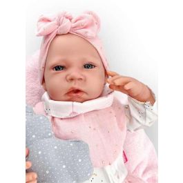 Reborn vestido blanco lazo rosa mecanismo pulsador lloro ref: 18402-24 50 cm Reborn vestido blanco lazo rosa mecanismo pulsador lloro ref: 18402-24 50 cm