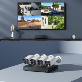 Reolink NVS8-8MB4 Sistema de Seguridad PoE 8 Canales 8MP 2TB HDD, Cámara IP Bala Exterior con Micrófono y Visión Nocturna