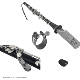 SML Clarinete Ut CLC100 Tonalidad Do Sistema Boehm Negro ABS Mecanismos Níquel-plata Plateado 17 Llaves con Kit BG Incluido