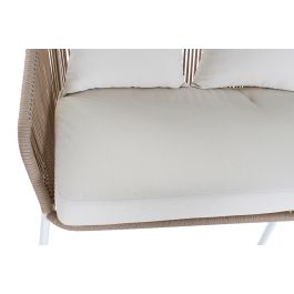 DKD Home Decor Sofá Terraza y Jardín Set de 4 Blanco Beige Aluminio Poliéster Cuerda 151.5 x 72 x 70 cm