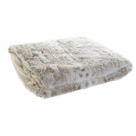 DKD Home Decor Manta Alpino Animal Print de Poliéster Beige y Blanco 200 x 150 cm