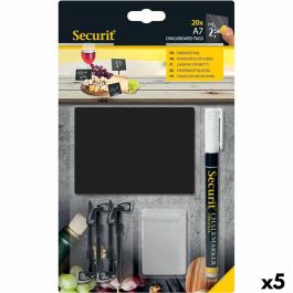 Pizarra Securit Con soporte Set 7,4 × 10,5 cm 20 Unidades Negro