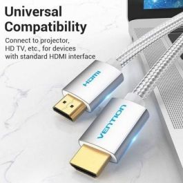 Vention AABIH Cable HDMI 2.0 4K HDR Macho - Macho Trenzado de Algodón 2m Plata con Conectores Dorados y Apantallado
