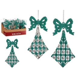 Adorno Navidad Rombos Lazo Verde Menta Krist+ 7.5x15.5x1 cm (48 Unidades) Precio: 61.8899996. SKU: B1BC2GDRL3