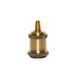 Portalámparas E27 de Cobre Macizo, Acabado Dorado, Estilo Retro Vintage. Base de Cobre Puro para Larga Vida Útil. SKD-L004