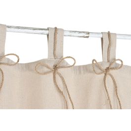 DKD Home Decor Cortina Cottage Natural de Poliéster con Trabillas y Lazos 260 cm Largo x 140 cm Ancho