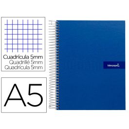 Cuaderno Espiral Liderpapel A5 Micro Crafty Tapa Forrada 120H 90 gr Cuadro 5 mm 5 Bandas6 Taladros Color Azul