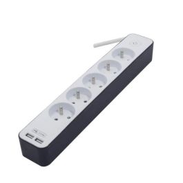 Chacon Regleta de alimentación 5 enchufes 16A 3500W con 2 USB y cable 1.5m, seguridad infantil, interruptor de pie, blanco y gris Precio: 24.9955387. SKU: B156GGKXFB