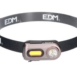 Edm Linterna Frontal Recargable USB 2 Leds 5W 400lm y 3W 100lm, Aluminio, Incluye Cable Micro USB y Cinta Ajustable