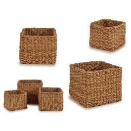 Set 3 Cestos de Esparto Cuadrado Alto Giftdecor - 28x21x28 cm, Marrón (4 Unidades) Precio: 57.58999961. SKU: S3604021