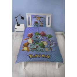 Pokemon AAARQ16165 - Juego de Cama Reversible Pikachu y Starter Azul - Funda Nórdica 140x200 cm + Funda Almohada 63x63 cm Microfibra