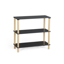Inde Estantería Madera Rectangular 3 Niveles Negra 9.56 kg