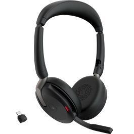 Jabra Evolve2 65 Flex MS Stereo Auriculares Bluetooth Inalámbricos y Alámbricos para Oficina/Centro de Llamadas con ANC y Certificación Teams
