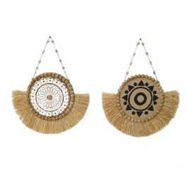 DKD Home Decor Decoración Pared Balines Fibra con Flecos Tonos Natural y Blanco, Alto 66 cm, Ancho 52 cm - Pack de 2 Unidades Precio: 85.58999977. SKU: S3039400