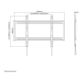 Neomounts LFD-W1000 Soporte de Pared Fijo para Pantallas de 60-100", Carga Máxima 125 kg, VESA 200x200-900x600, Negro