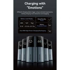 Vention FKGH0 Powerbank 27000mAh 200W con Pantalla Digital TFT, Carga 3 Dispositivos, Gris