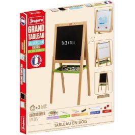 Jeujura JEU3225280876306 Pizarra de Madera Multifuncional Grande con Dibujo, Tiza y Lado Magnético Blanco