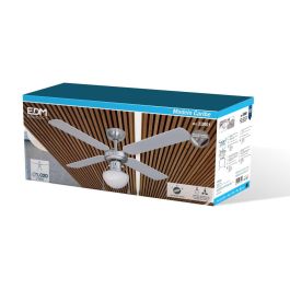 Edm Ventilador de Techo Modelo Caribe Cromado, 50W, Ø102 cm, 3 Velocidades, con Luz E27, IP20