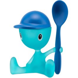 Alessi Cico Huevera con Salero y Cuchara Azul ASG23 - Diseño de Stefano Giovannoni, Resina Termoplástica, 6x11.5x9 cm Precio: 17.89000004. SKU: B18PH36472