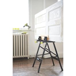 Ryobi RWB02 Banco de Trabajo Plegable y Ajustable de Bambú con Mordazas Multiposición y Tableros Pivotantes, 100 kg