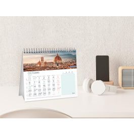 Calendario Espiral Triangular Liderpapel De Sobremesa Imagenes 2025 19x19 cm Papel 128 gr Con Pegatinas