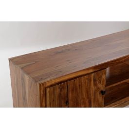 DKD Home Decor Mueble TV Ondulado Acacia Colonial Alpino Marrón Claro Negro 145 x 40 x 60 cm