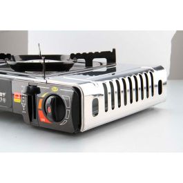 Com Gas Cocina Portátil de Gas Compacta 2.2 kW para Cartuchos de Gas 227g - Cocina de Camping Exterior con Parrilla y Maletín