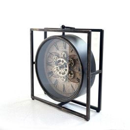 DKD Home Decor Reloj de Sobremesa Vintage 30x9x32 cm Negro y Dorado de Metal y Cristal con Movimiento