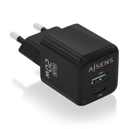 AISENS ASCH-20W2P011-BK Cargador de Pared GaN 20W Carga Rápida Doble Puerto USB-C y USB-A Universal Negro