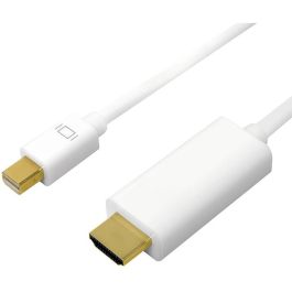 LogiLink CV0123 Cable Mini DisplayPort 1.2 a HDMI 1.4 4K, 2m, Blanco, Macho a Macho, Conectores chapados en Oro