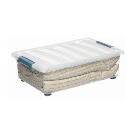 Domo Pack Living Caja de almacenaje transparente 28l polipropileno con ruedas y asas ergonómicas 59x39x18,5cm