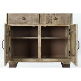 DKD Home Decor Estanteria Cottage Estilo Rústico Natural Mango y Metal 95 x 44 x 172 cm con 2 Cajones y 2 Puertas