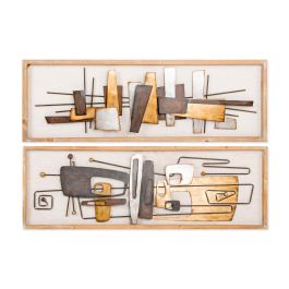 DKD Home Decor Decoración de Pared Moderna Abstracta Multicolor Dorado, Set de 2 Paneles de Abedul y Metal de 120x40x5.5 cm Precio: 164.58999953. SKU: S3039413
