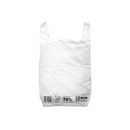 Blanca Bolsa Camiseta Reciclada 70% Blanca Reutilizable 42x53 cm Paquete 55 Unidades Plástico Precio: 4.58999948. SKU: B169EAVJGS
