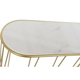 DKD Home Decor Consola Chic de Mármol Blanco y Estructura de Metal Plateado. Mueble de Recibidor. Medidas: 115x35x78 cm
