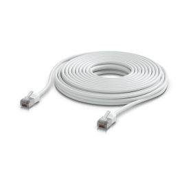 Ubiquiti Cable de Red Patch de Exterior Blindado, Ultra-Delgado y Robusto, Cat 6A, hasta 10 GbE, PoE++, 12 m, TPE, Blanco