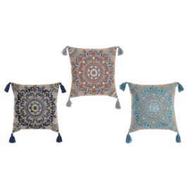 DKD Home Decor Cojín Árabe Mandala Azul Celeste Naranja 40x40x10 cm Algodón Poliéster (3 Unidades) Precio: 55.59000029. SKU: S3045071
